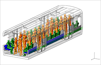 電車内環境中の高周波電磁場の大規模並列有限要素解析に用いられたメッシュモデル01